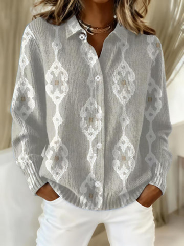 Diamond Pattern Knit Blouse
