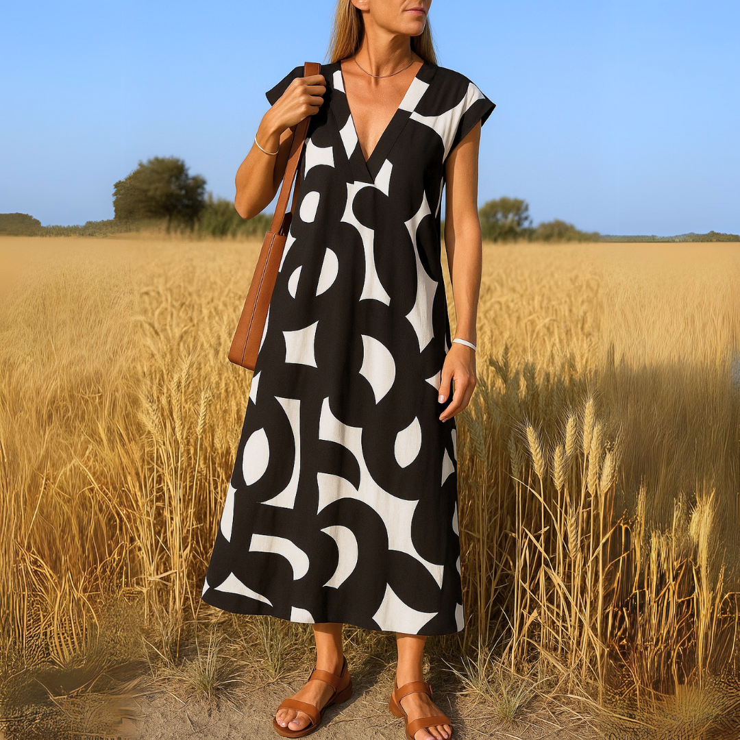 Veronica | Flowy Print V-Neck Dress