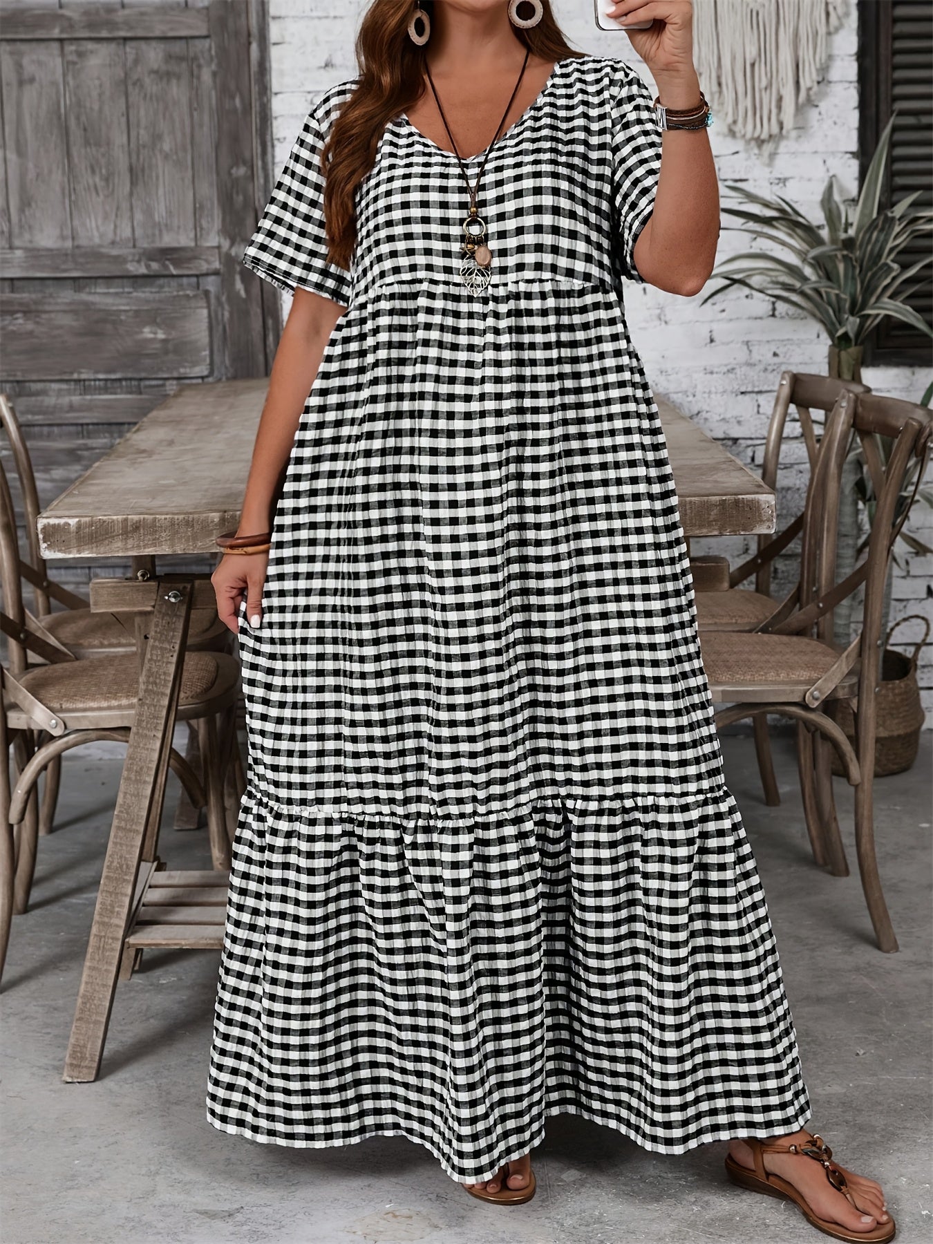 Livia Checkered Breeze Maxi Dress