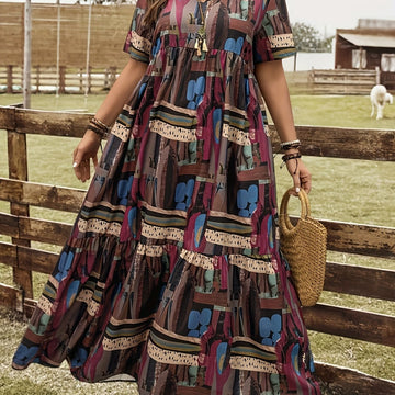 Geometric Flowy Maxi Dress