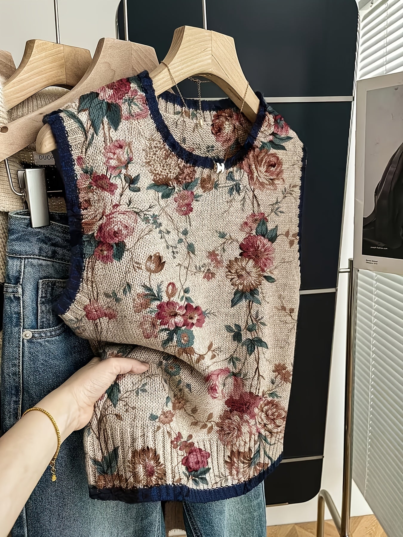 Modern Floral Knit Vest