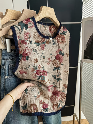 Modern Floral Knit Vest
