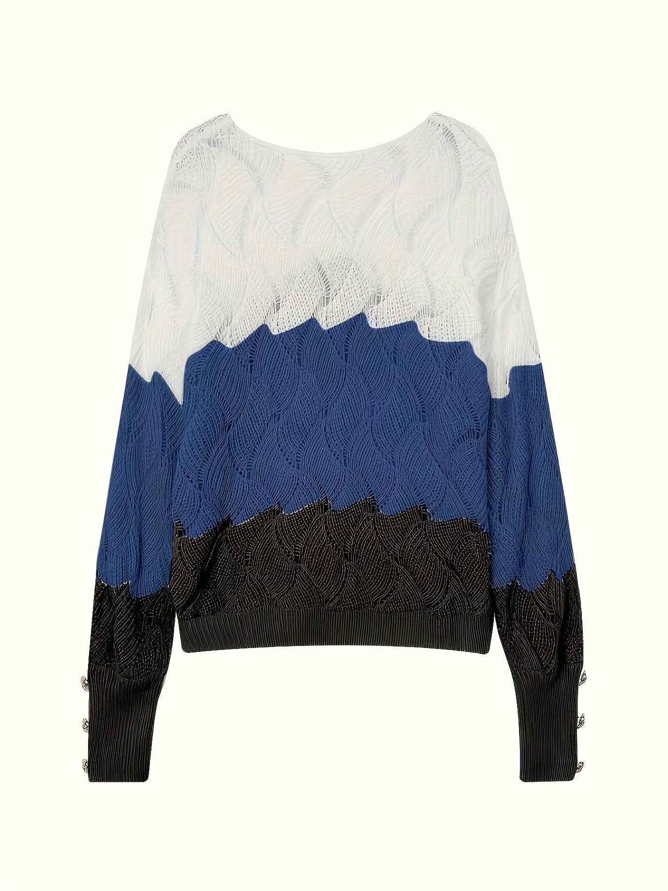 Color Block V-Neck Elegant Pullover