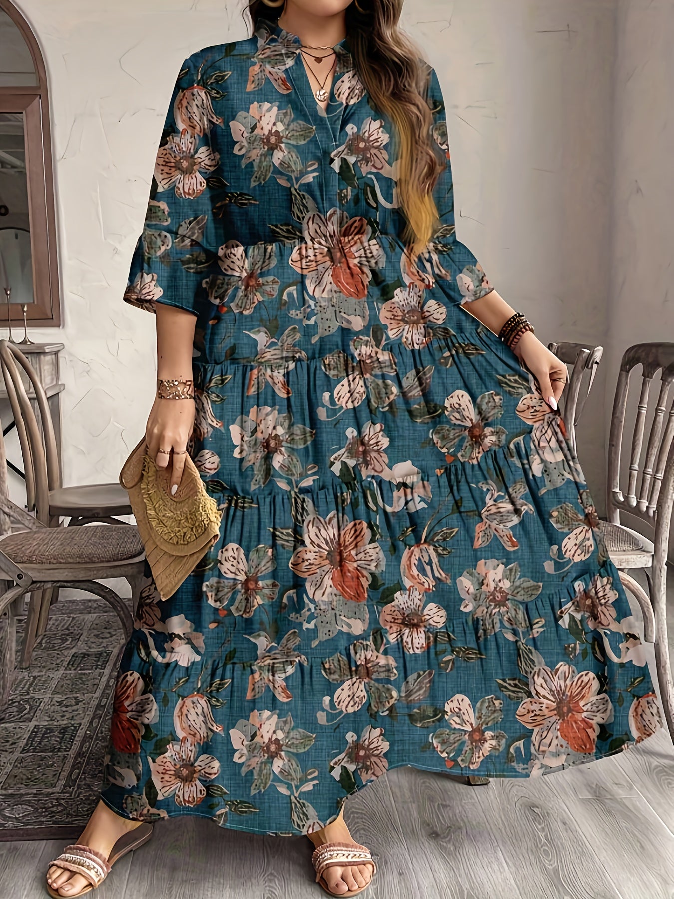 Floral Shirt Maxi Dress