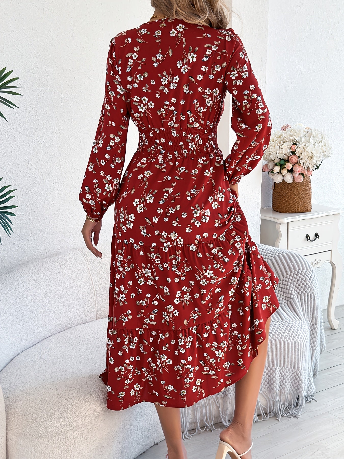 Spring Charm V-Neck A-Line Maxi Dress