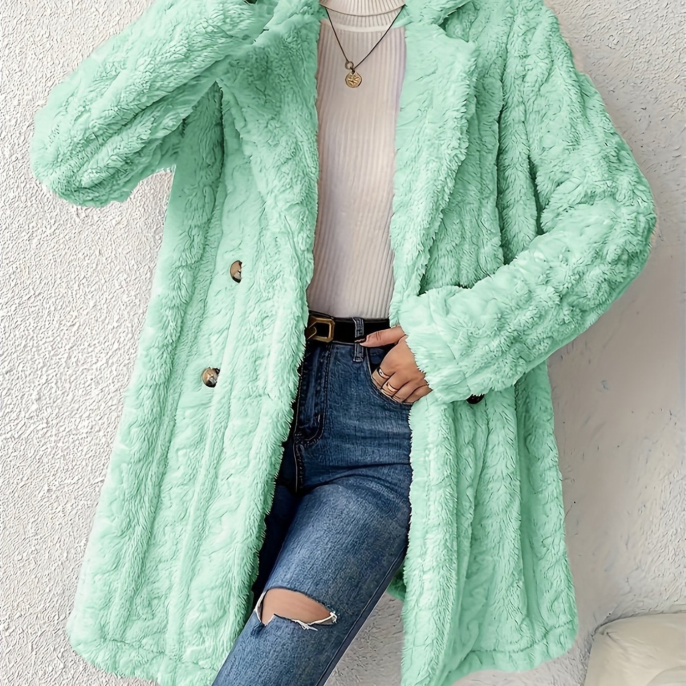 Fluffy Trend Wool-Style Coat
