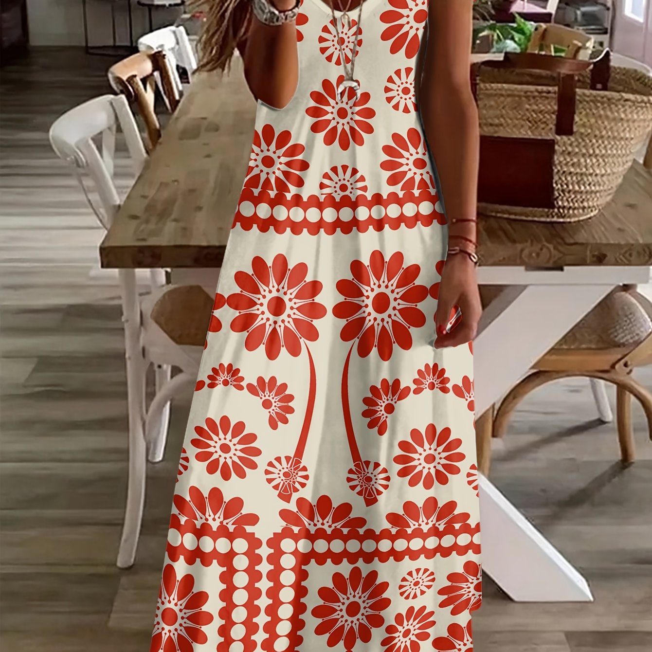 Tropical Print Maxi Dress