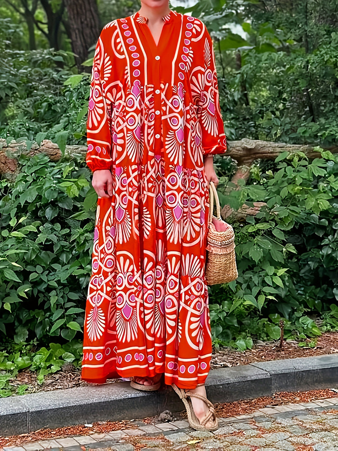Zahara Bohemian V-Neck Maxi Dress