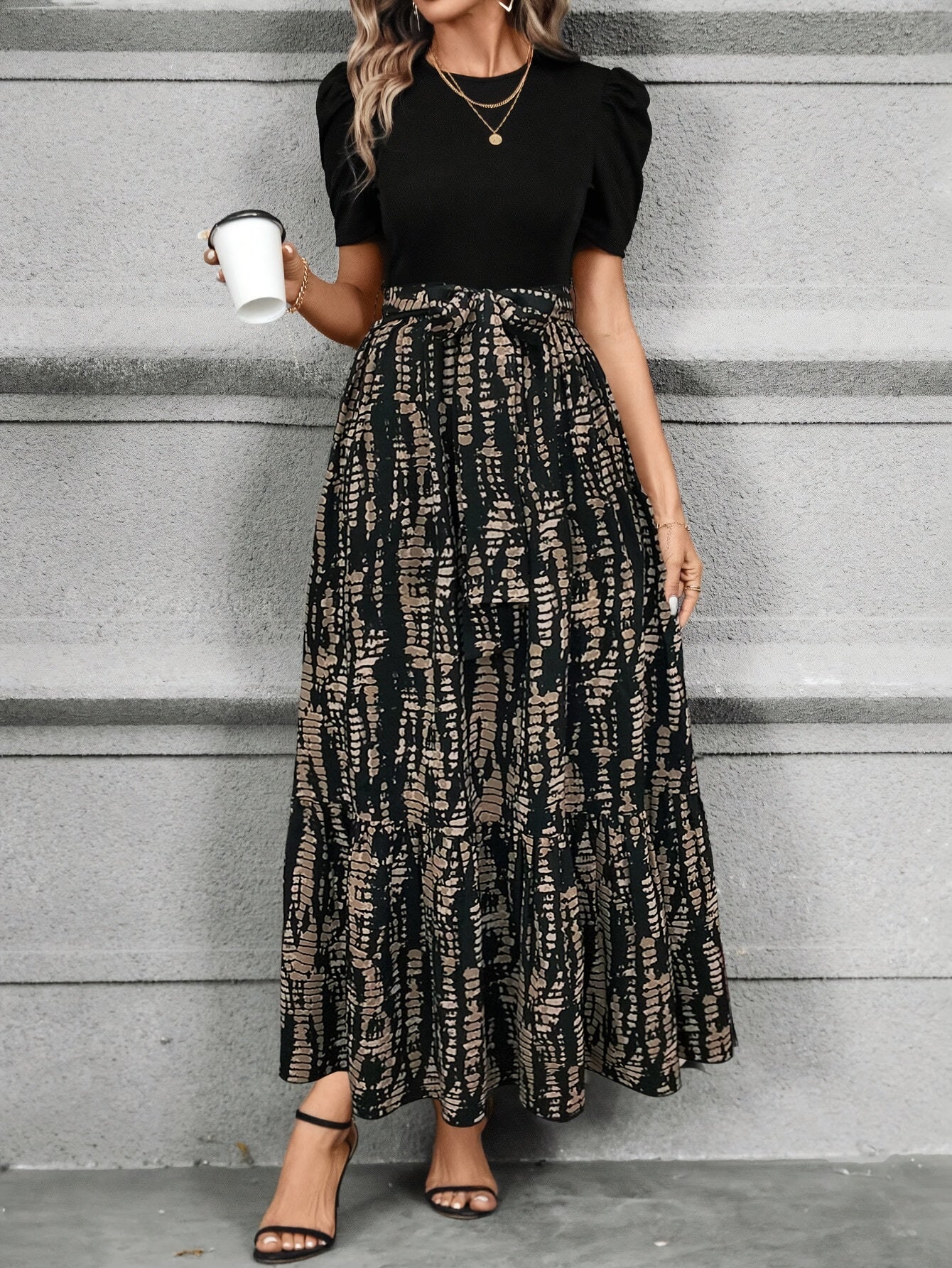Elegant Printed Directional Dress