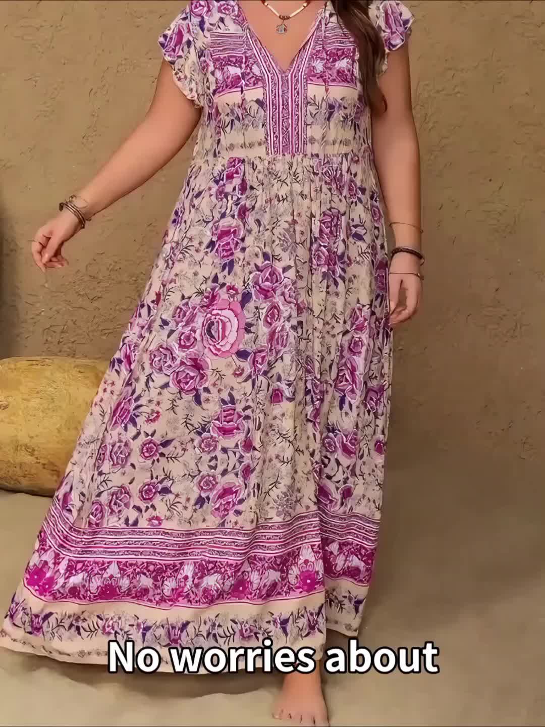 Bohemian Lace-Up Maxi Dress