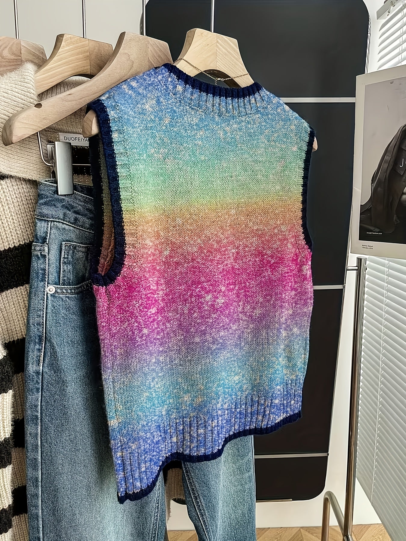 Rainbow Gradient Knit Vest