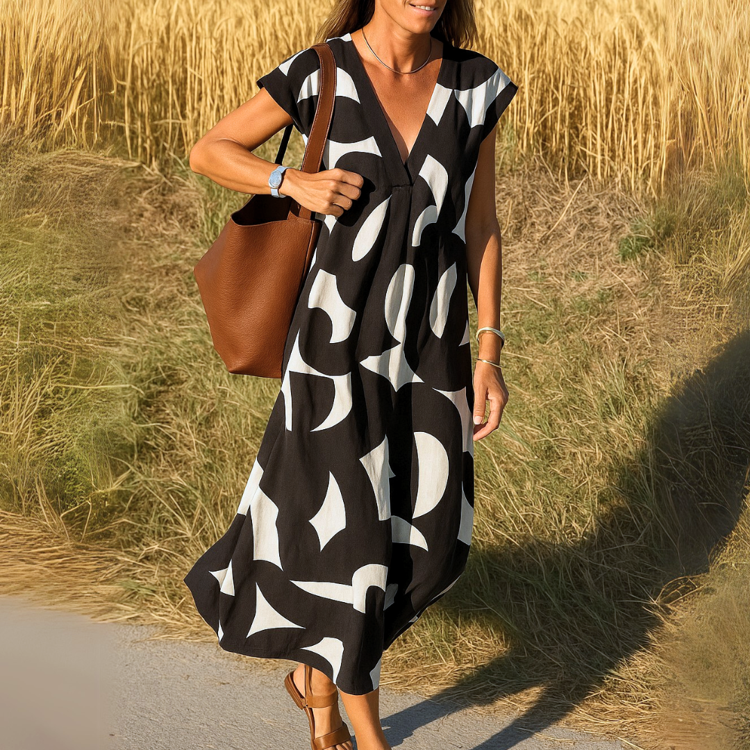 Veronica | Flowy Print V-Neck Dress