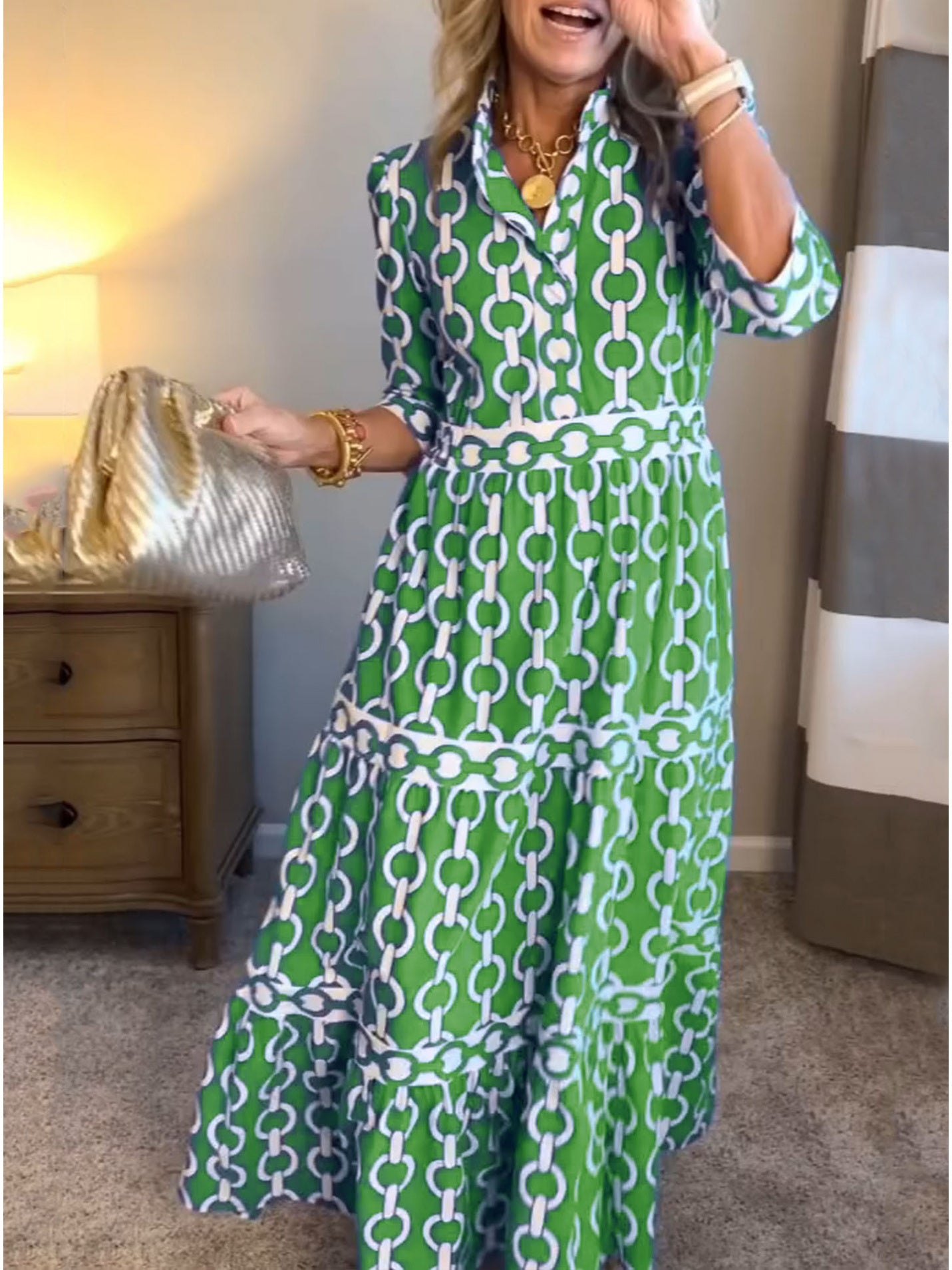 Geometric Print Maxi Dress