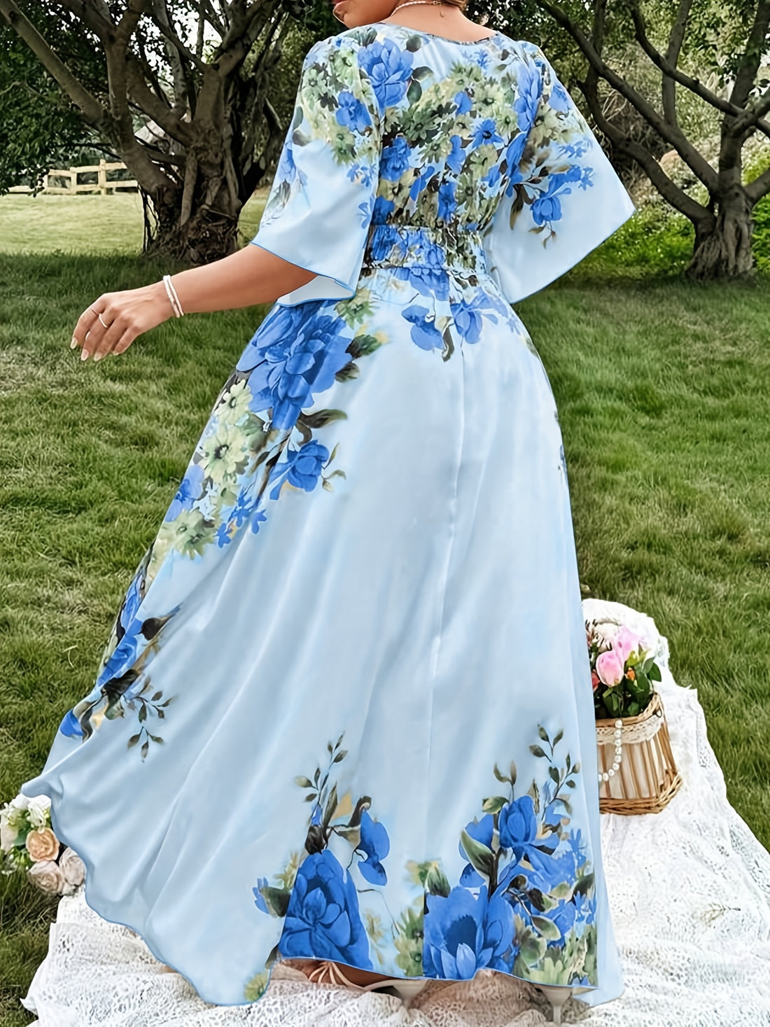 Celeste Blue Blossom Maxi Dress