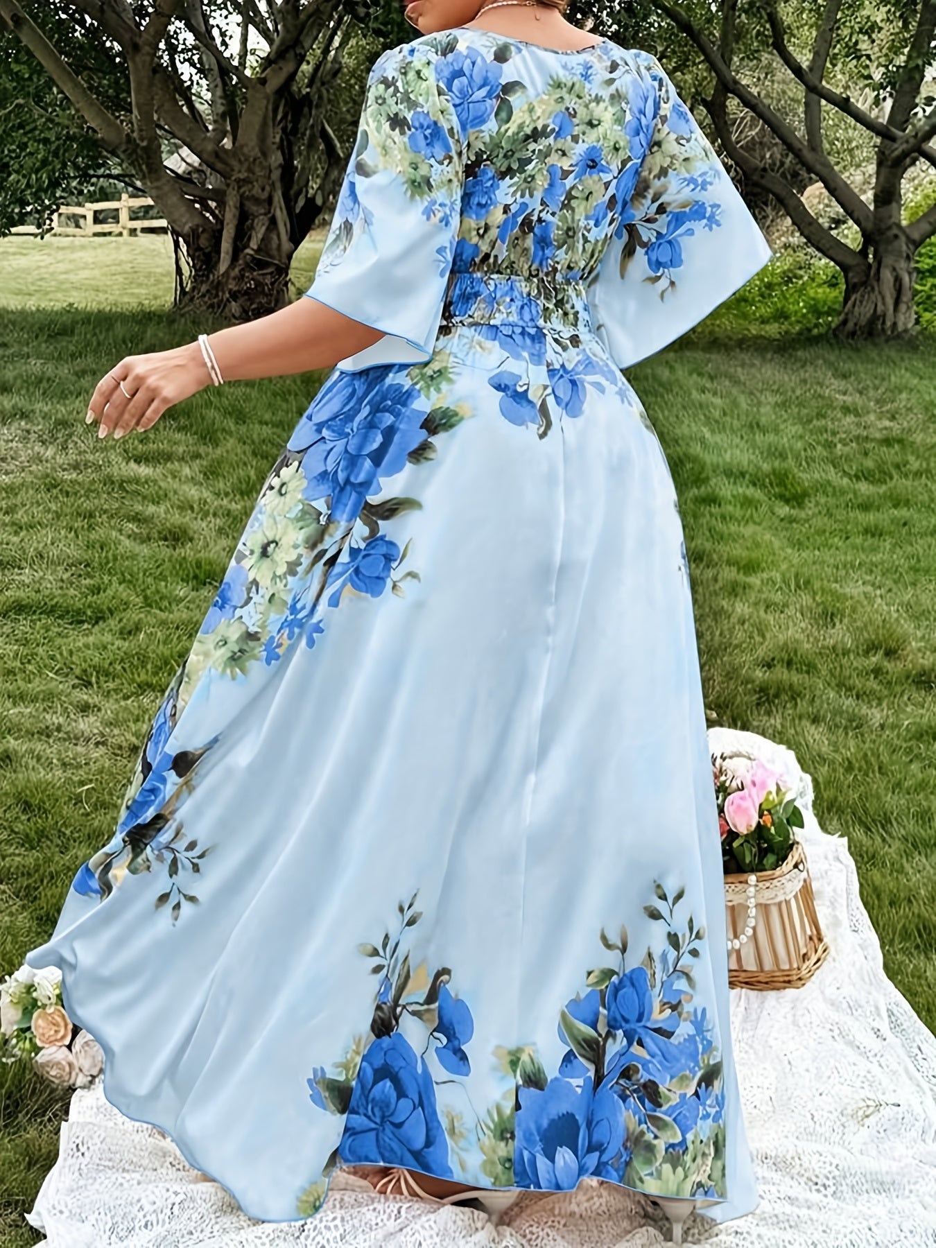 Celeste Blue Blossom Maxi Dress