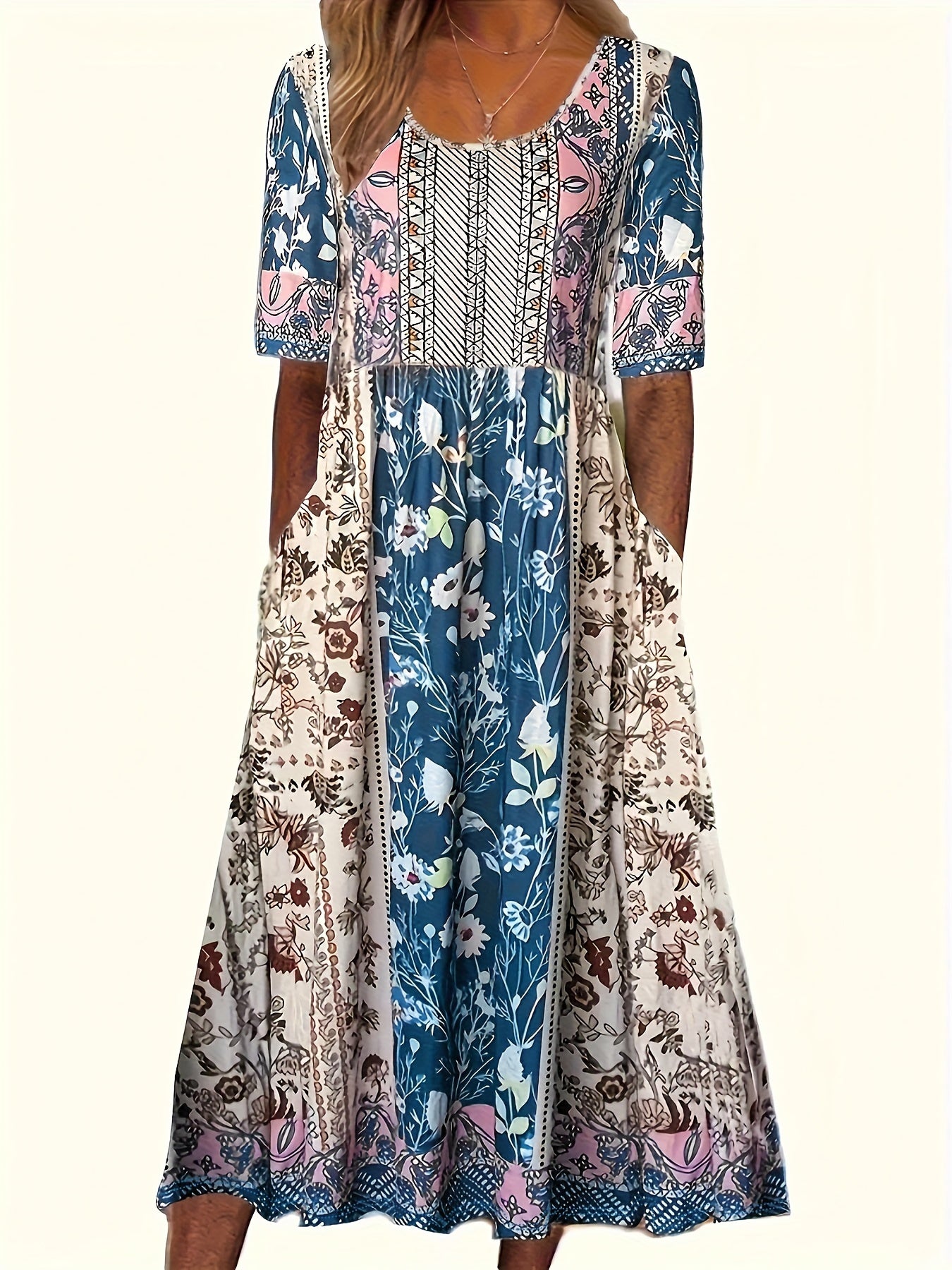 Aria Bohemian Patchwork Maxi Dress