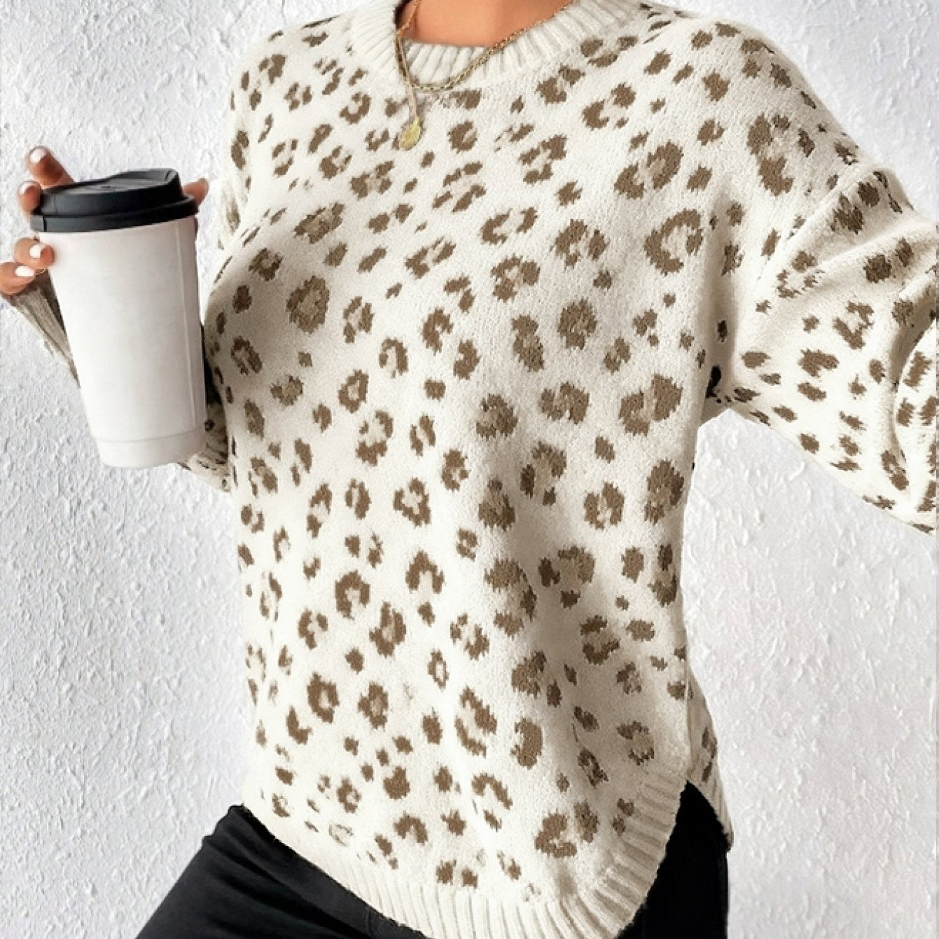 Classic Leopard Print Knit Sweater