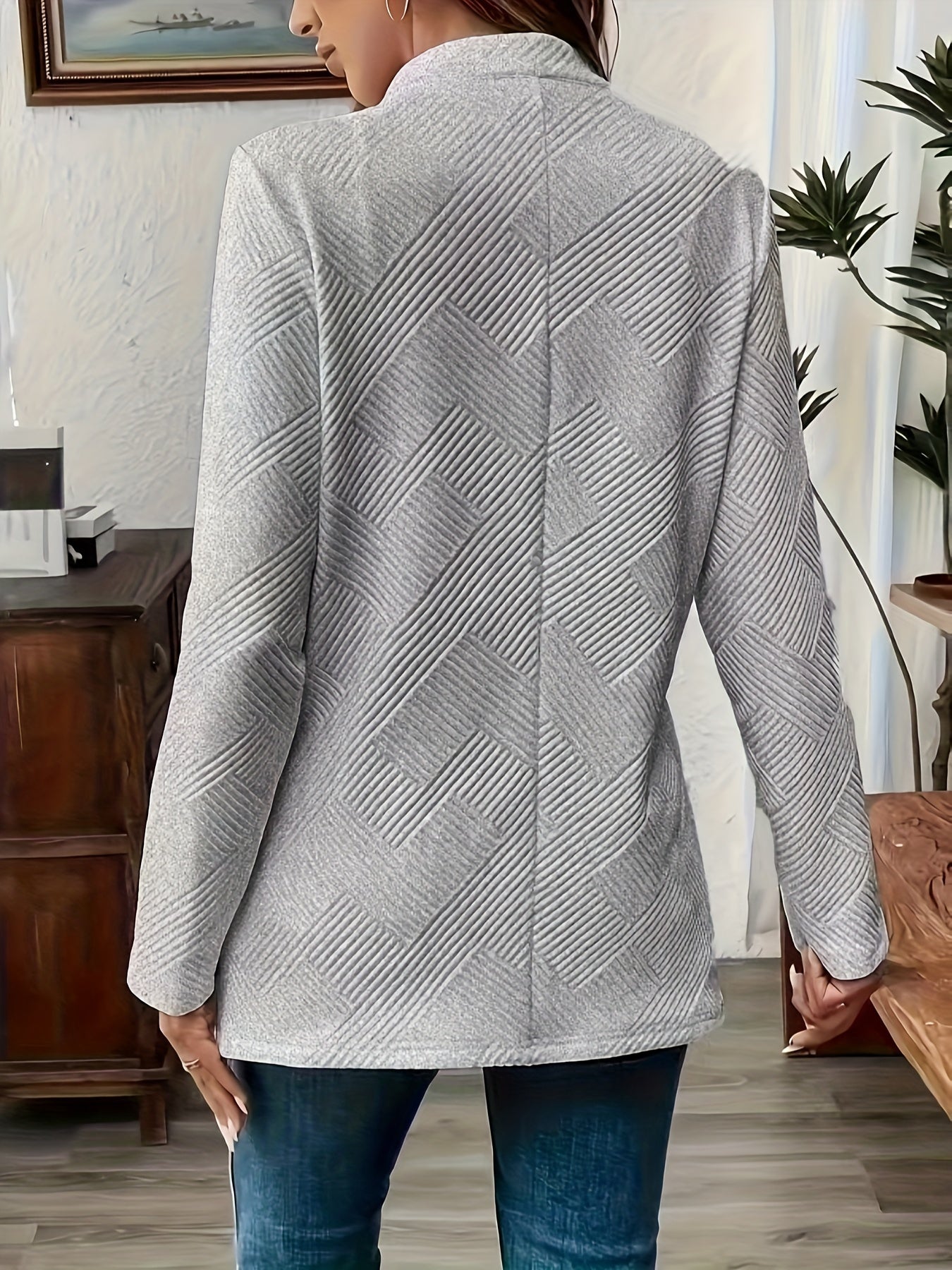 Textured Mid-Length Button Coat