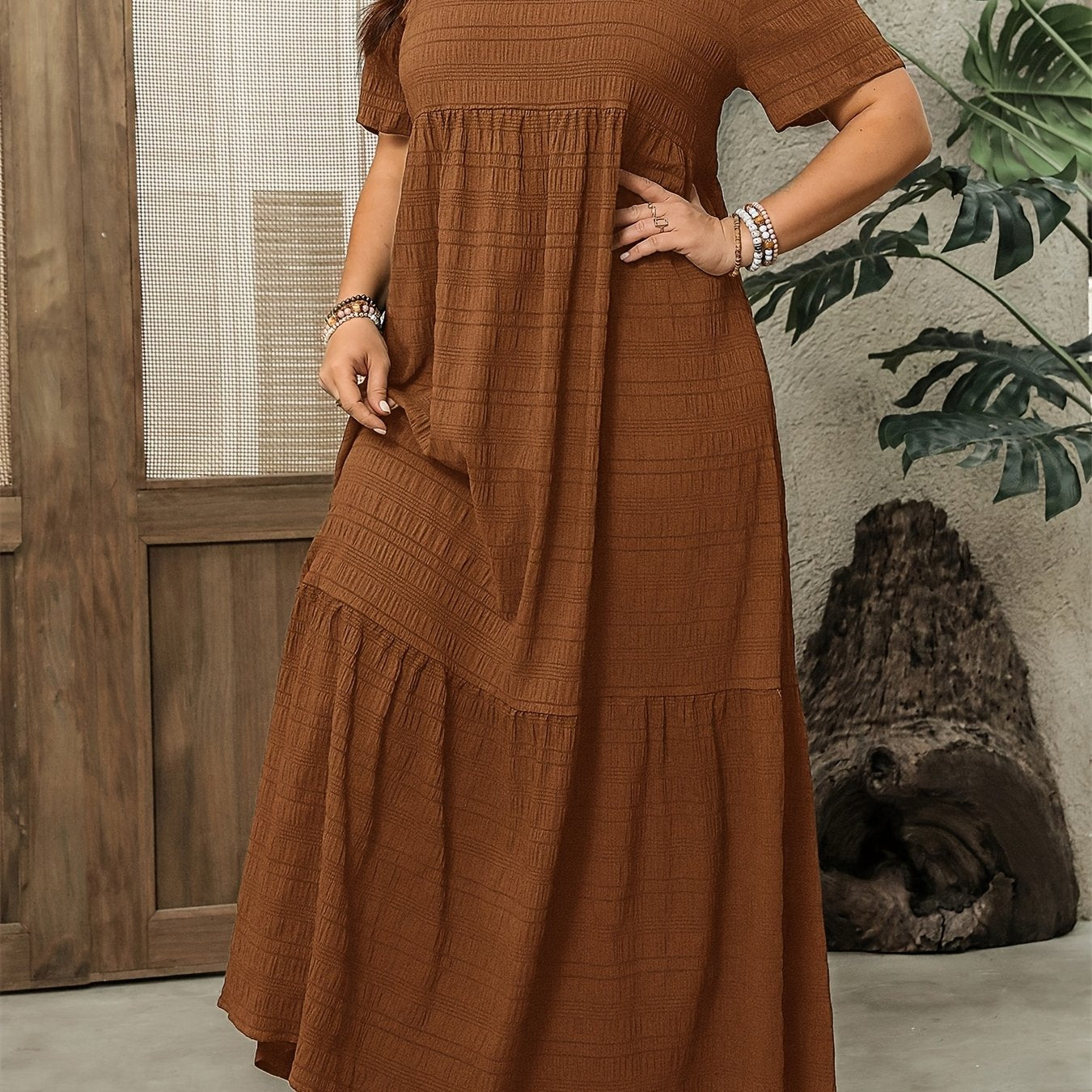 Solid Color Bohemian Maxi Dress