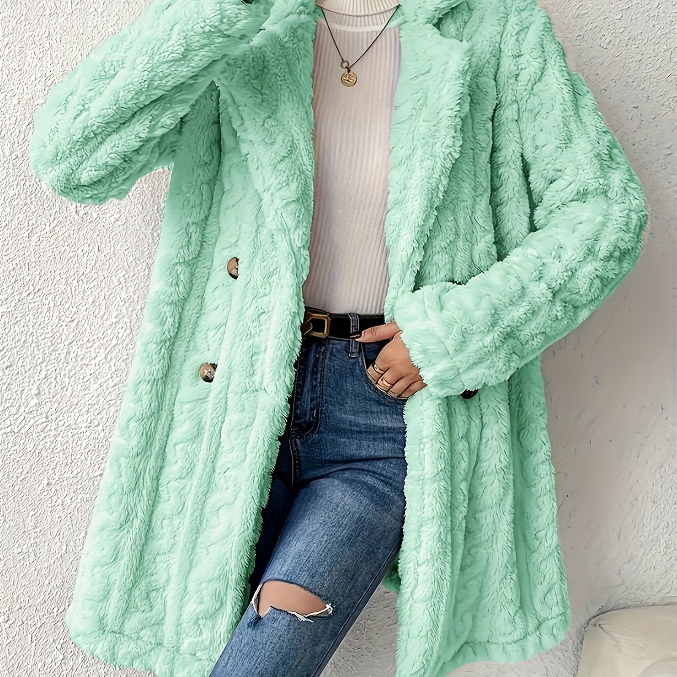 Fluffy Trend Wool-Style Coat