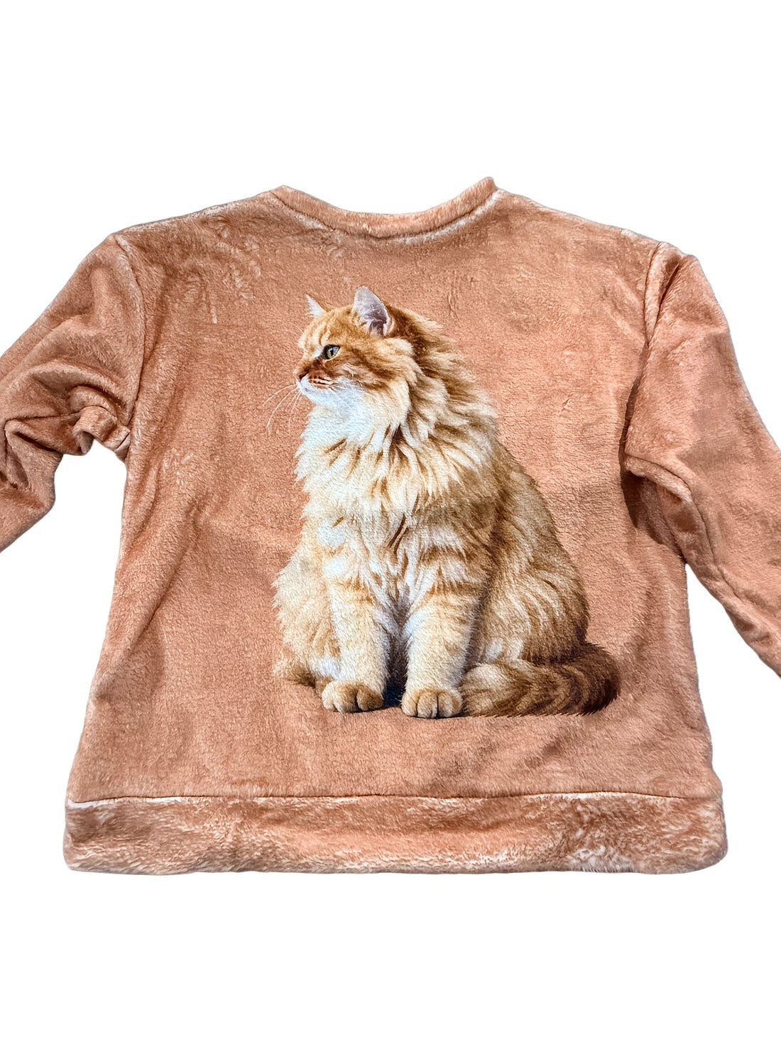 Kitten Graphic Long Sleeve Crew Sweatshirt