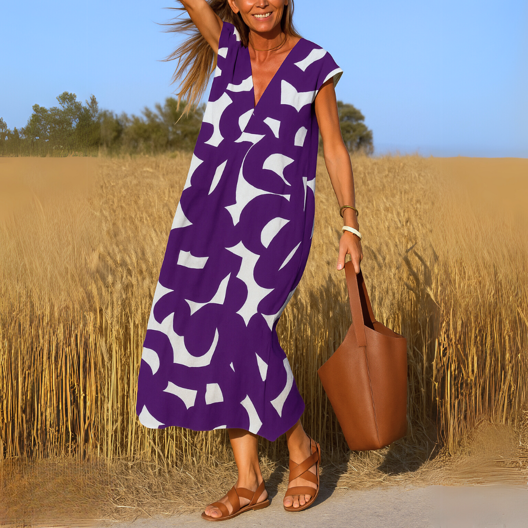 Veronica | Flowy Print V-Neck Dress
