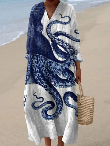 Women's  Octopus  Art Print Casual Dress