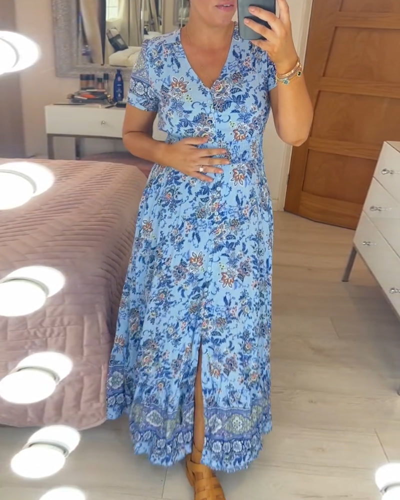 Colette | Flowy Floral V-Neck Dress