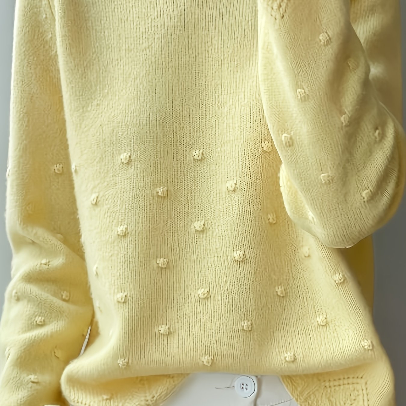 Women' Spring/Autumn Polka Dot Sweater - Loose-Fit Thin Layering Top Suitable for Women, Round Neck Blouses for Blouses, Machine-Washable Spring/Fall Wear