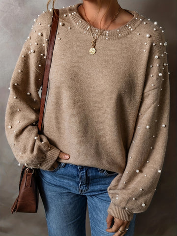 Beaded Detail Soft Knit Sweater