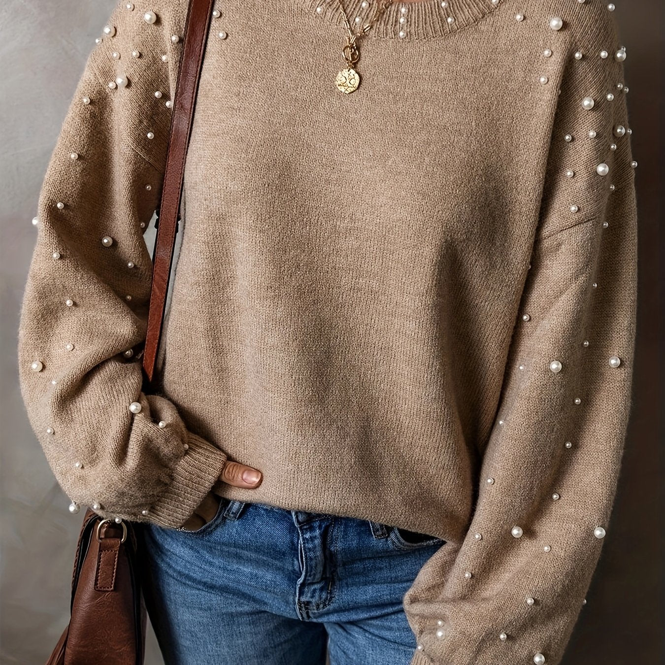 Beaded Detail Soft Knit Sweater