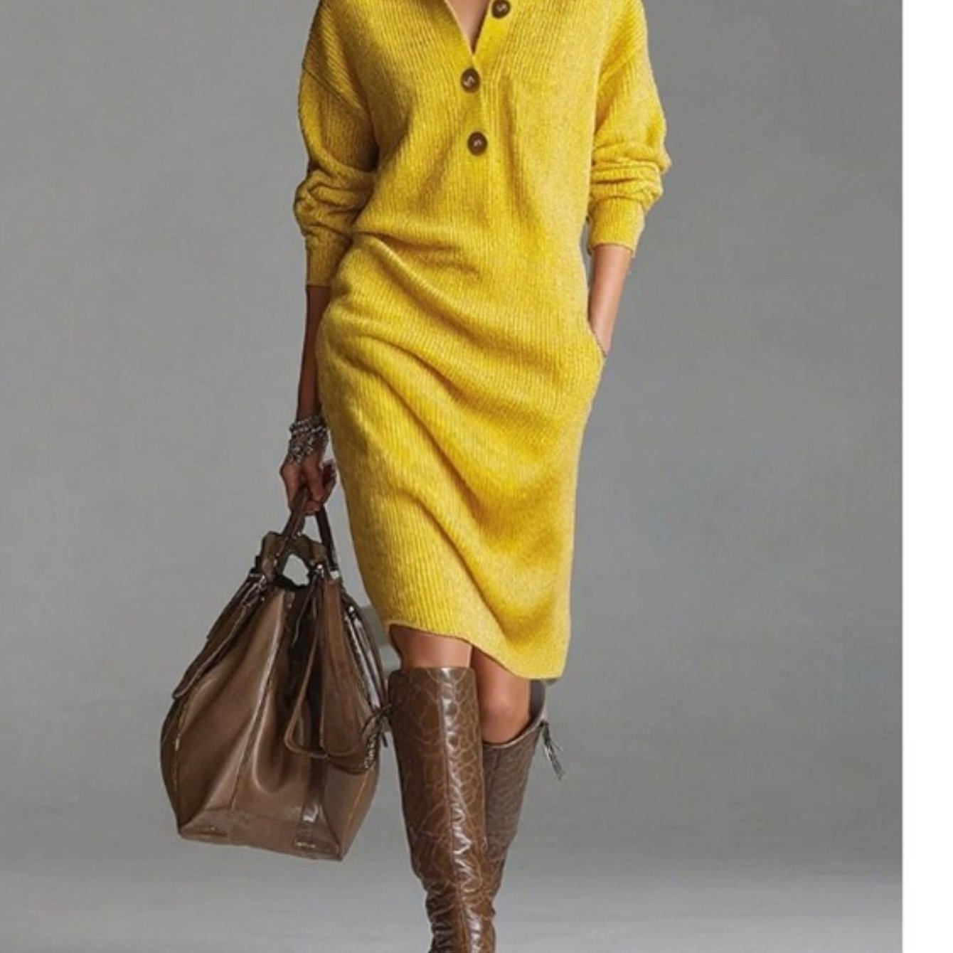 Brielle | Button Lapel Sweater Dress