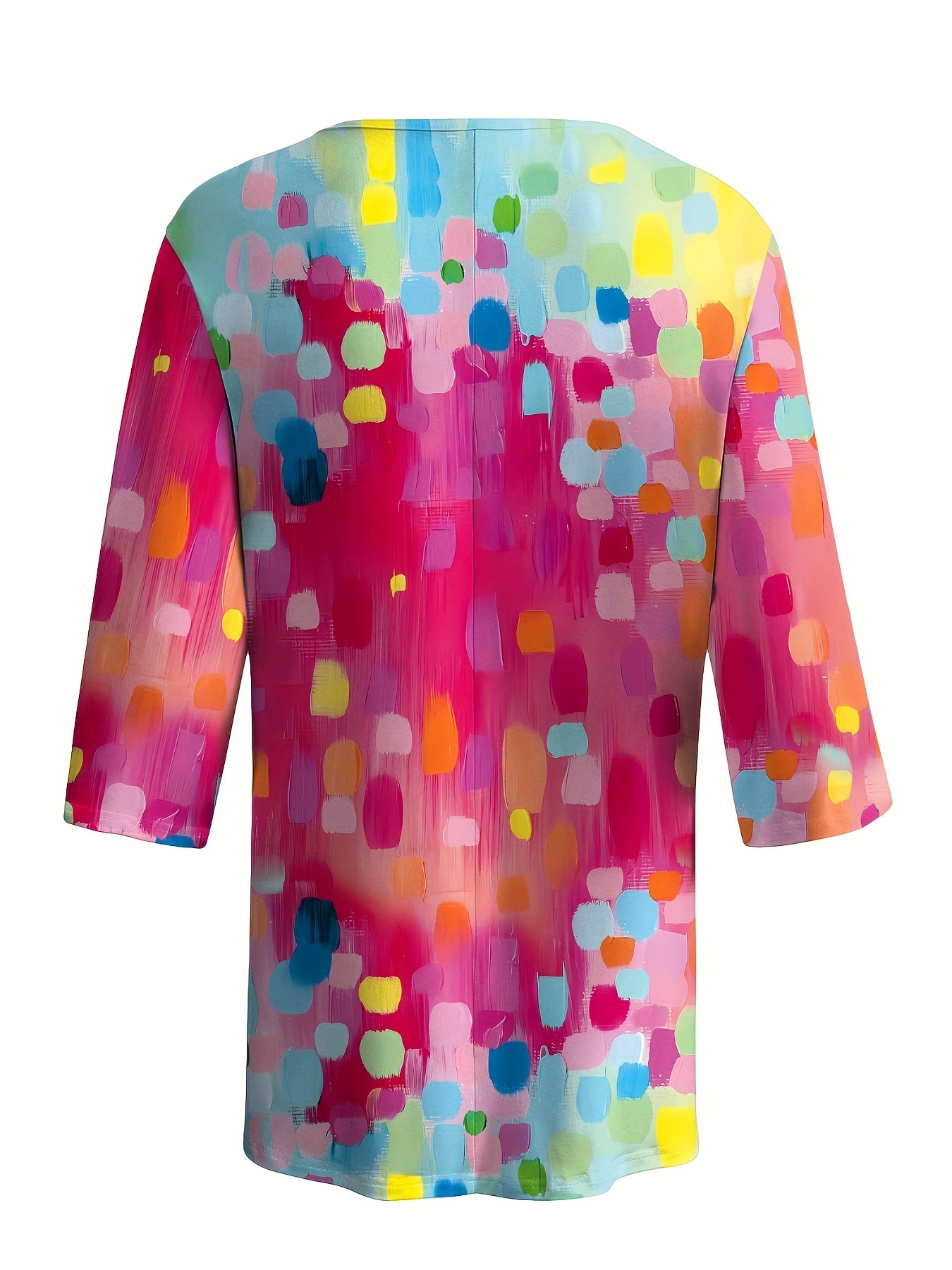Polka Dot V-Neck Mid-Sleeve Top