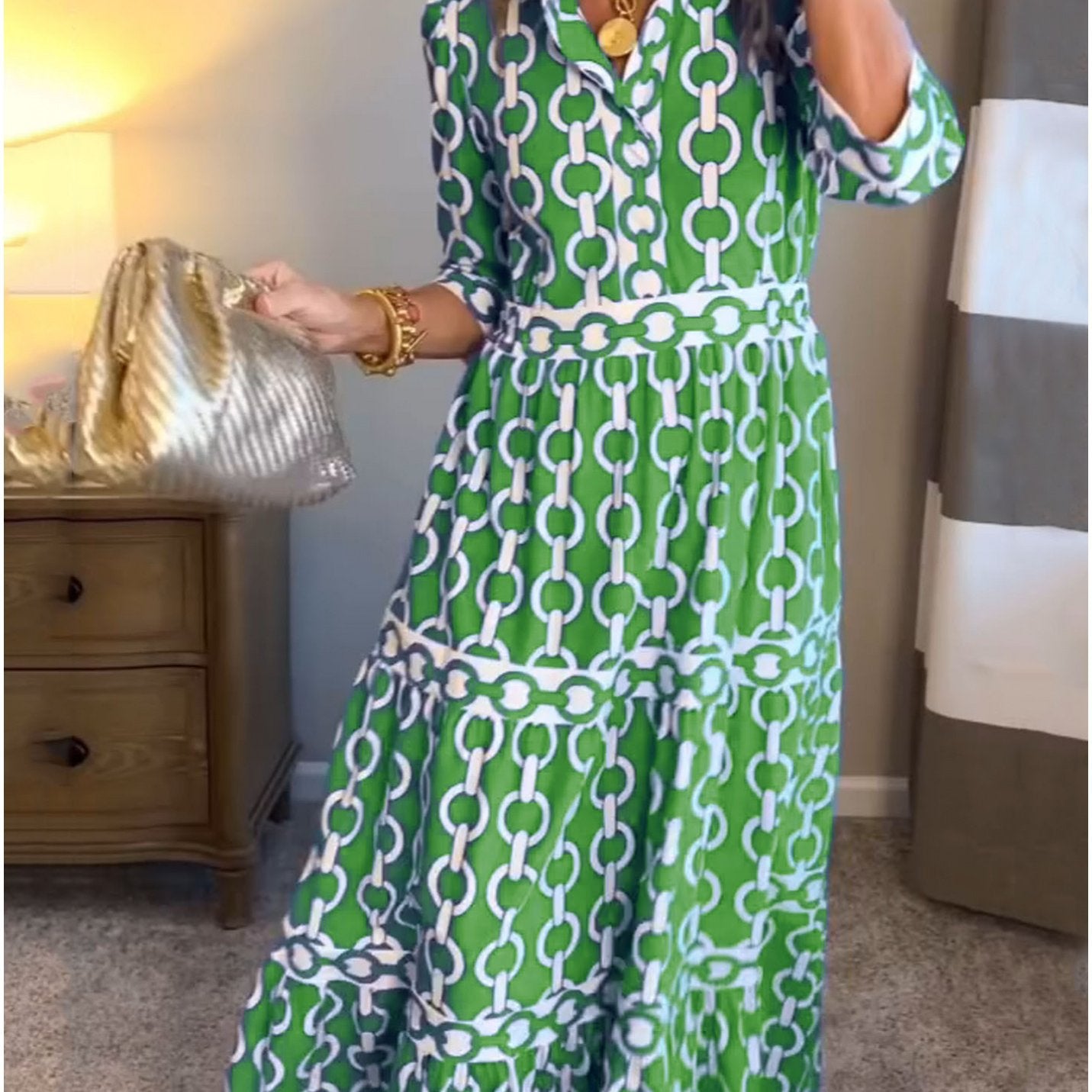 Geometric Print Maxi Dress
