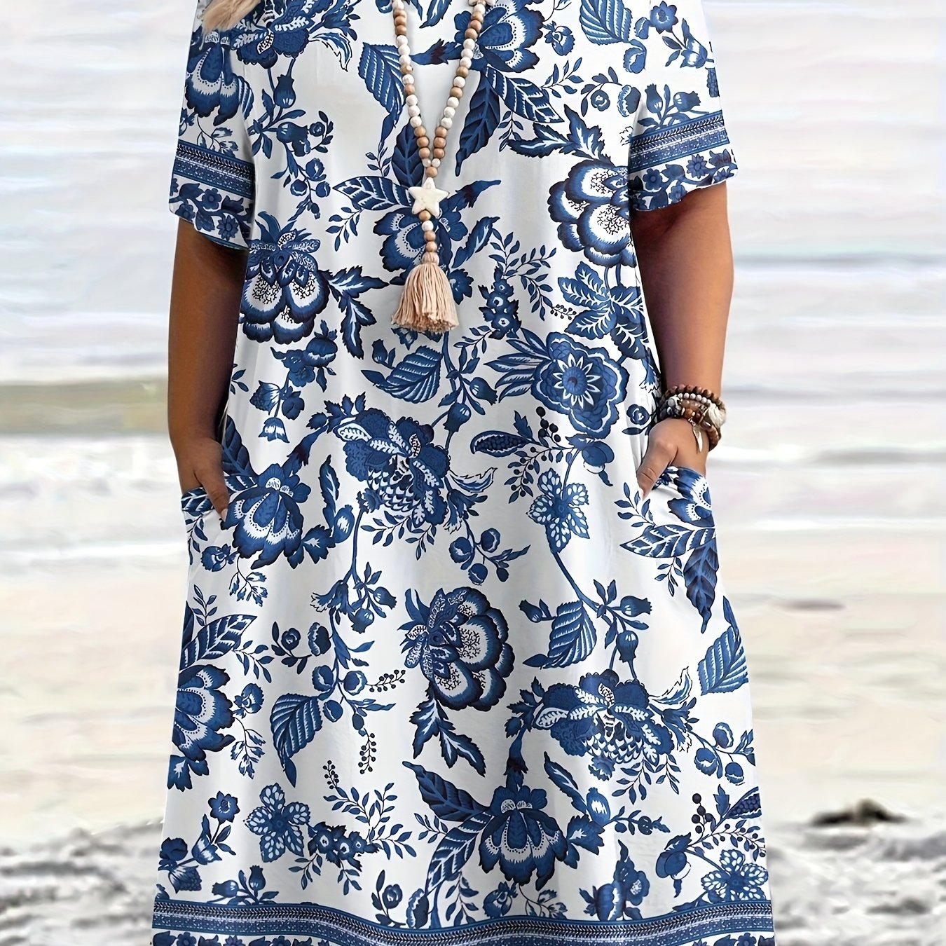 Floral Print Maxi Dress with Pockets