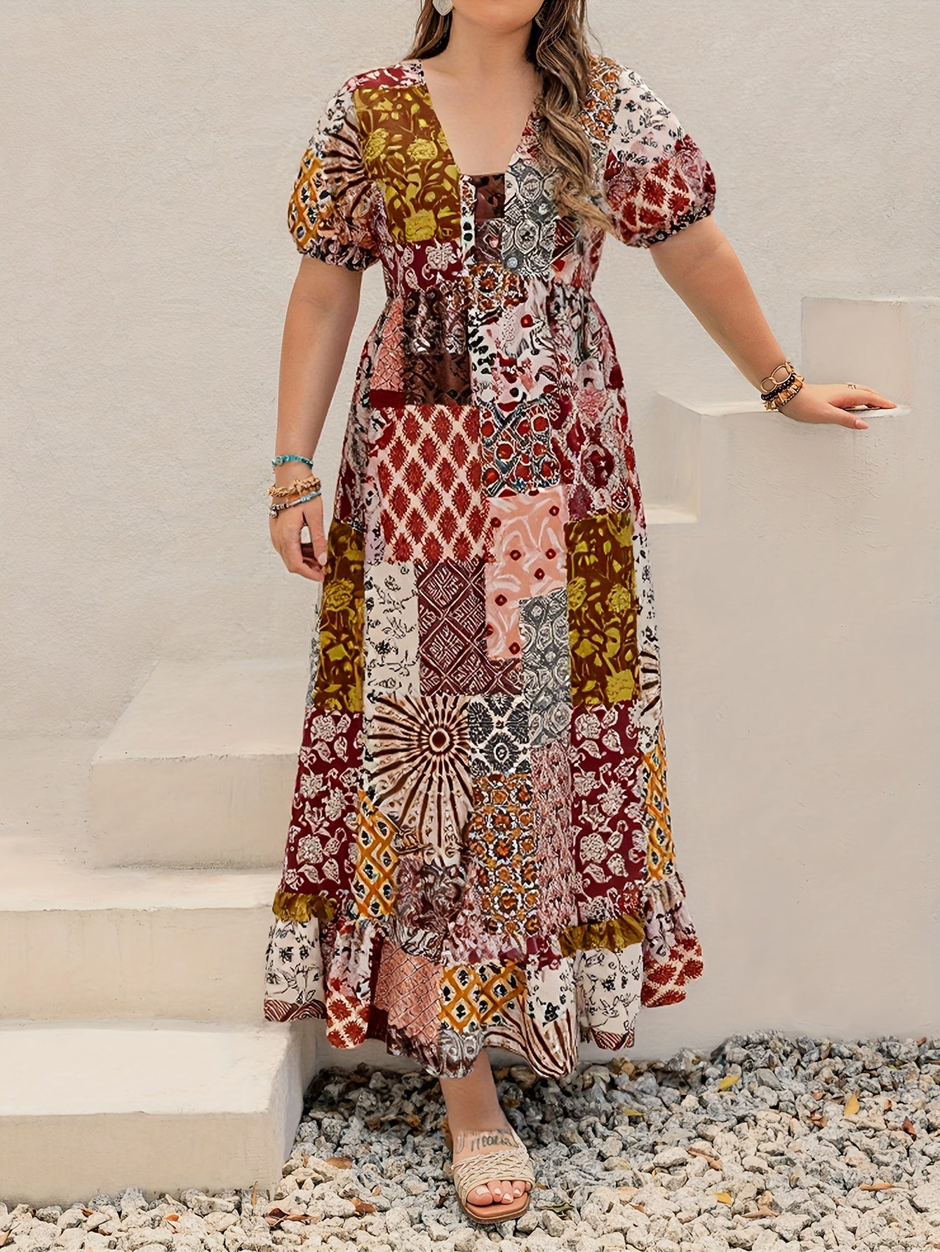Boho Patchwork Maxi Dress