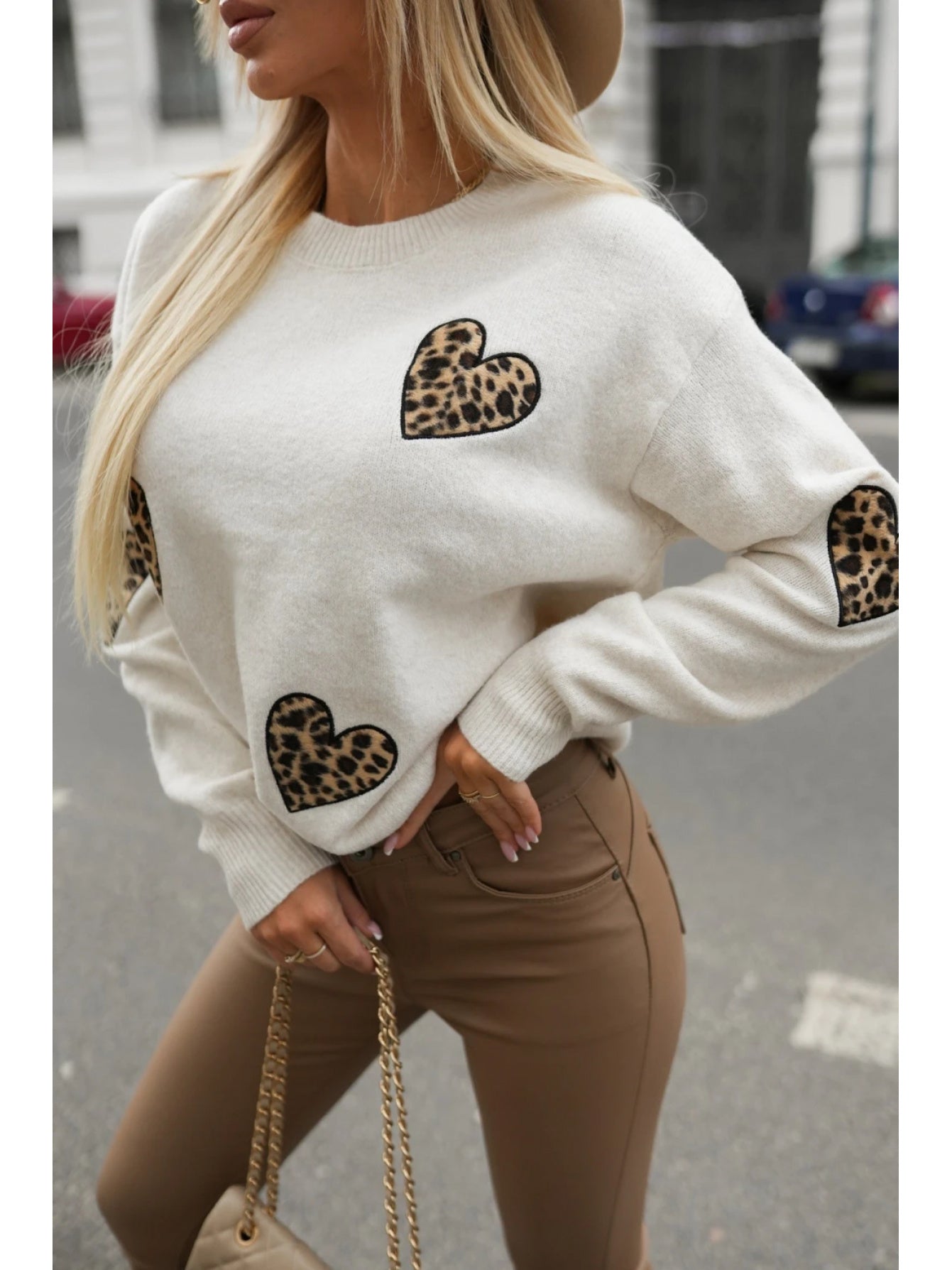 Refined Leopard Accent Knit Sweater