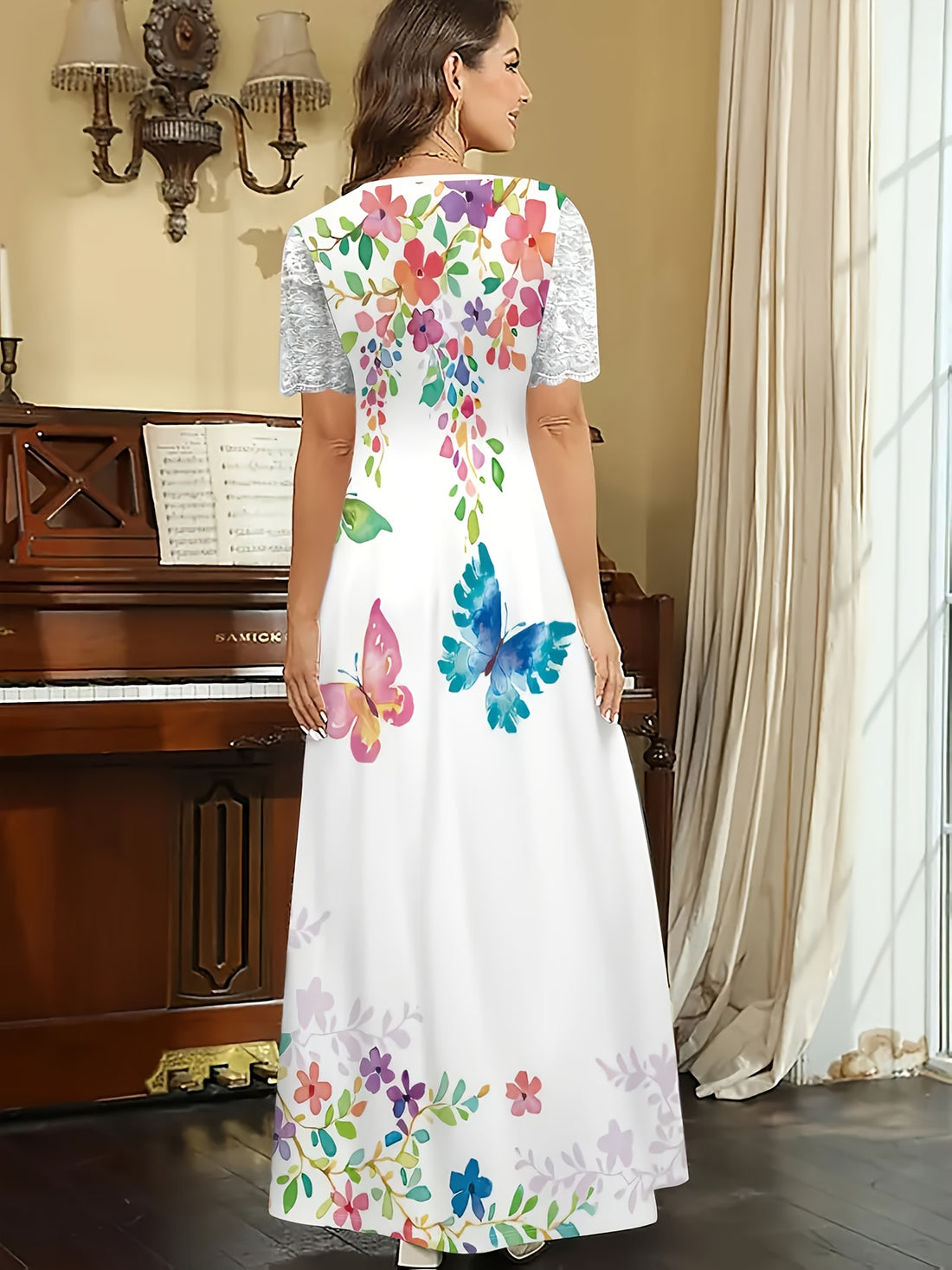 3. Elegant Floral Button-Front Shirt Dress