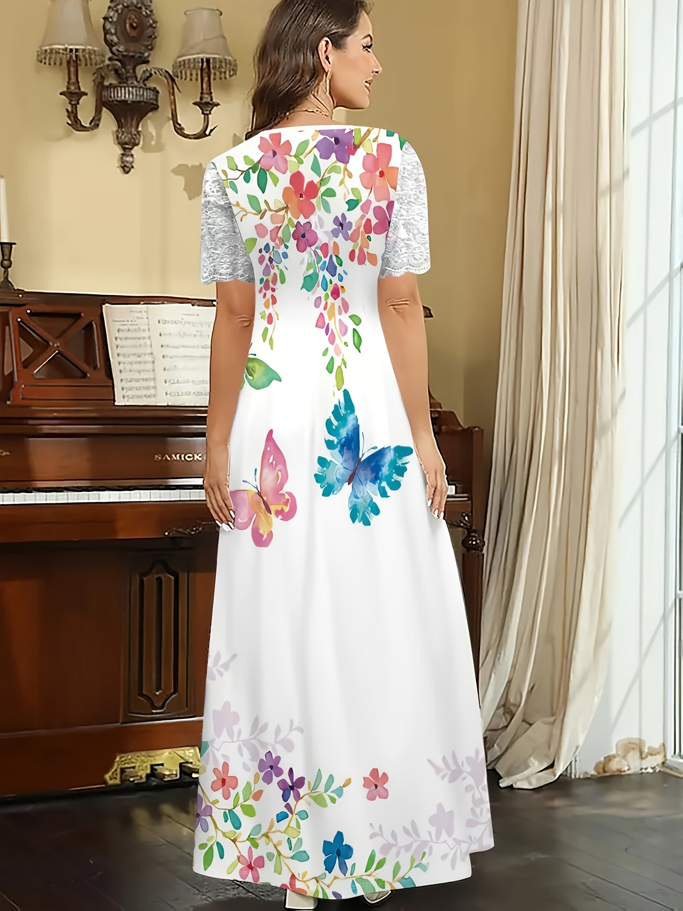 3. Elegant Floral Button-Front Shirt Dress