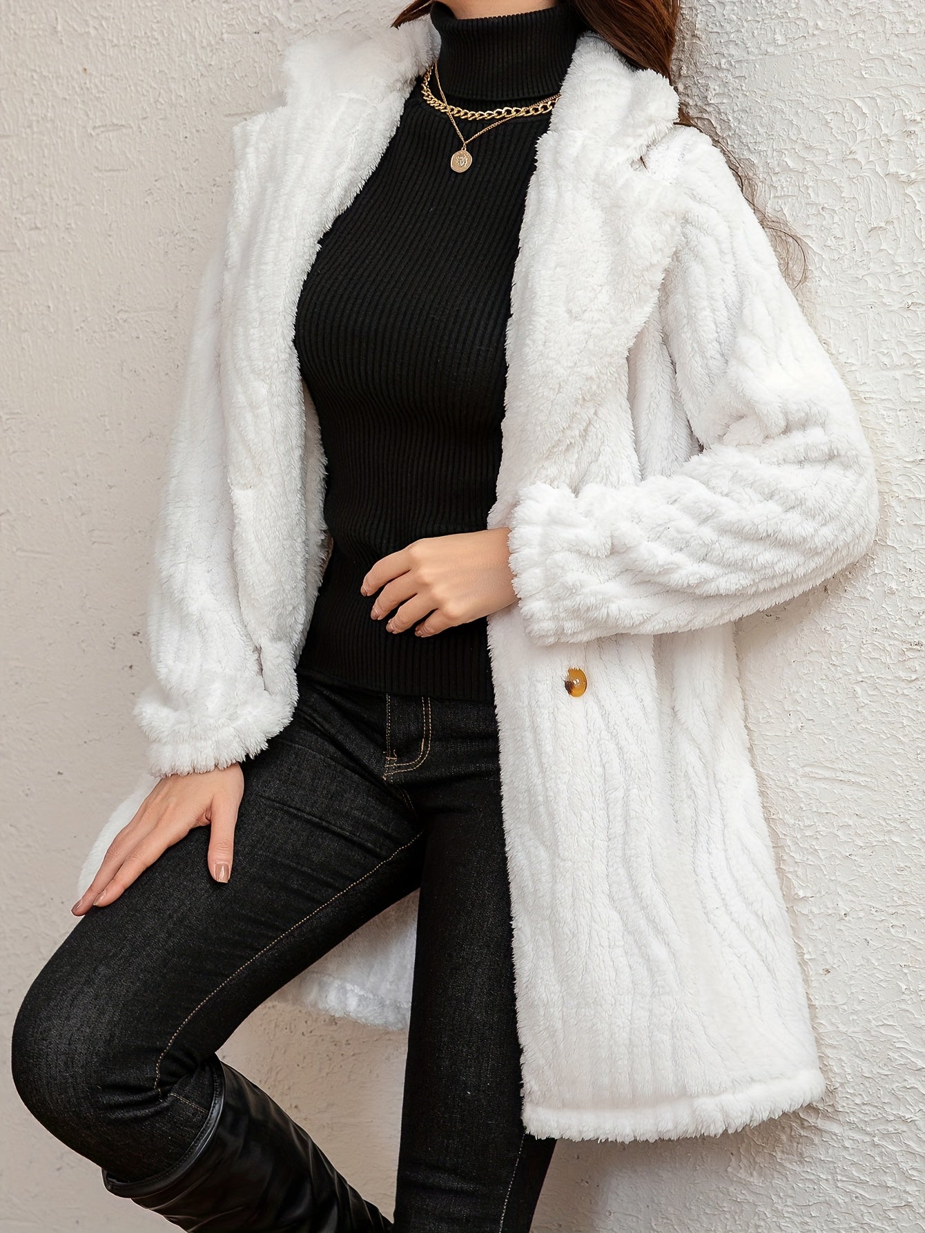 Fluffy Trend Wool-Style Coat