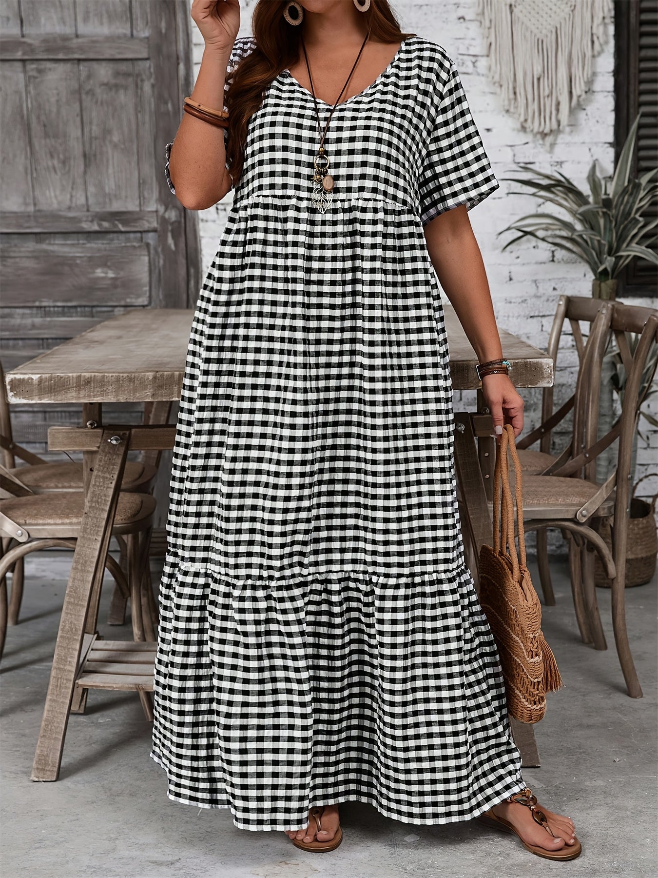 Livia Checkered Breeze Maxi Dress