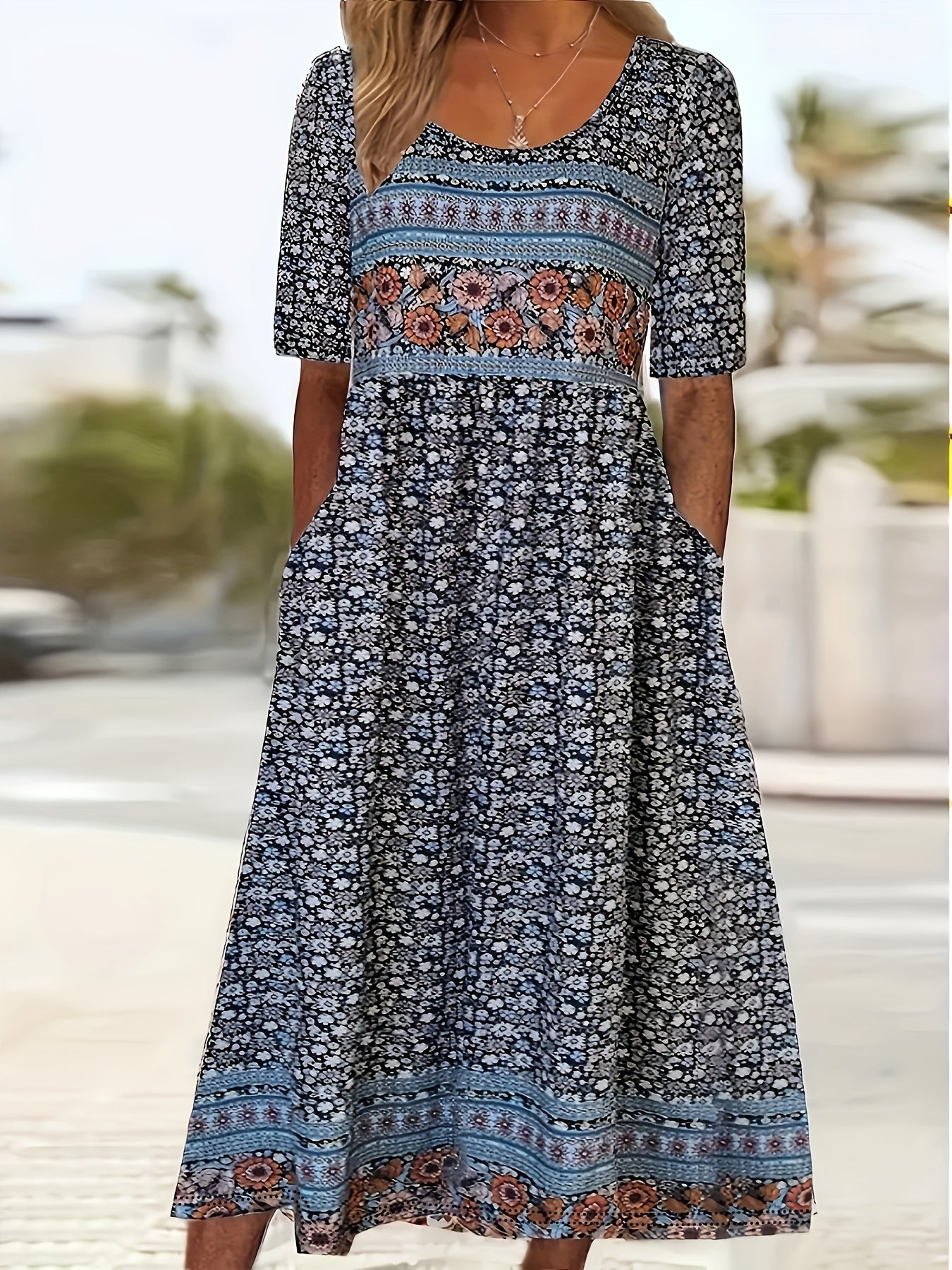 Aria Bohemian Patchwork Maxi Dress