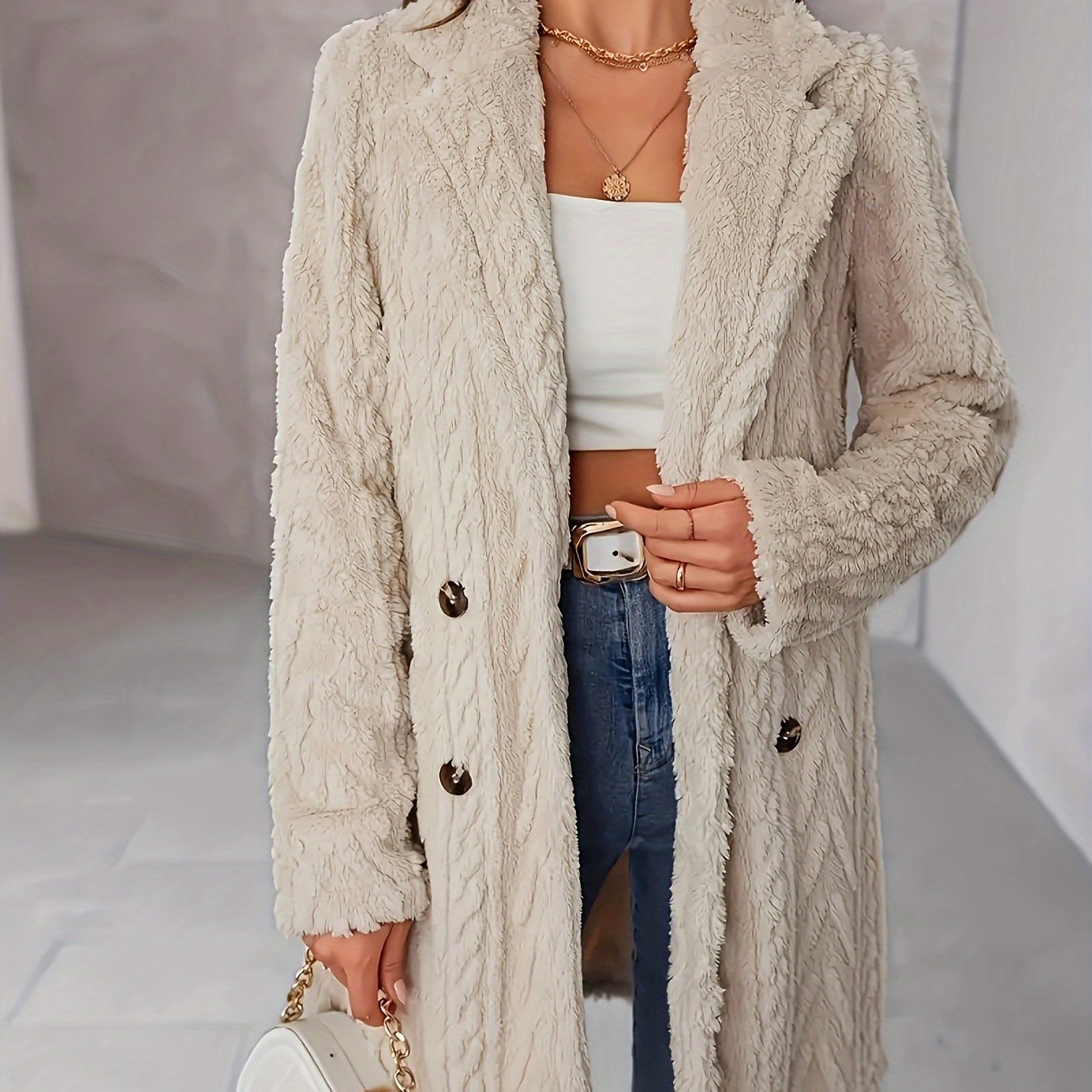 Fluffy Trend Wool-Style Coat