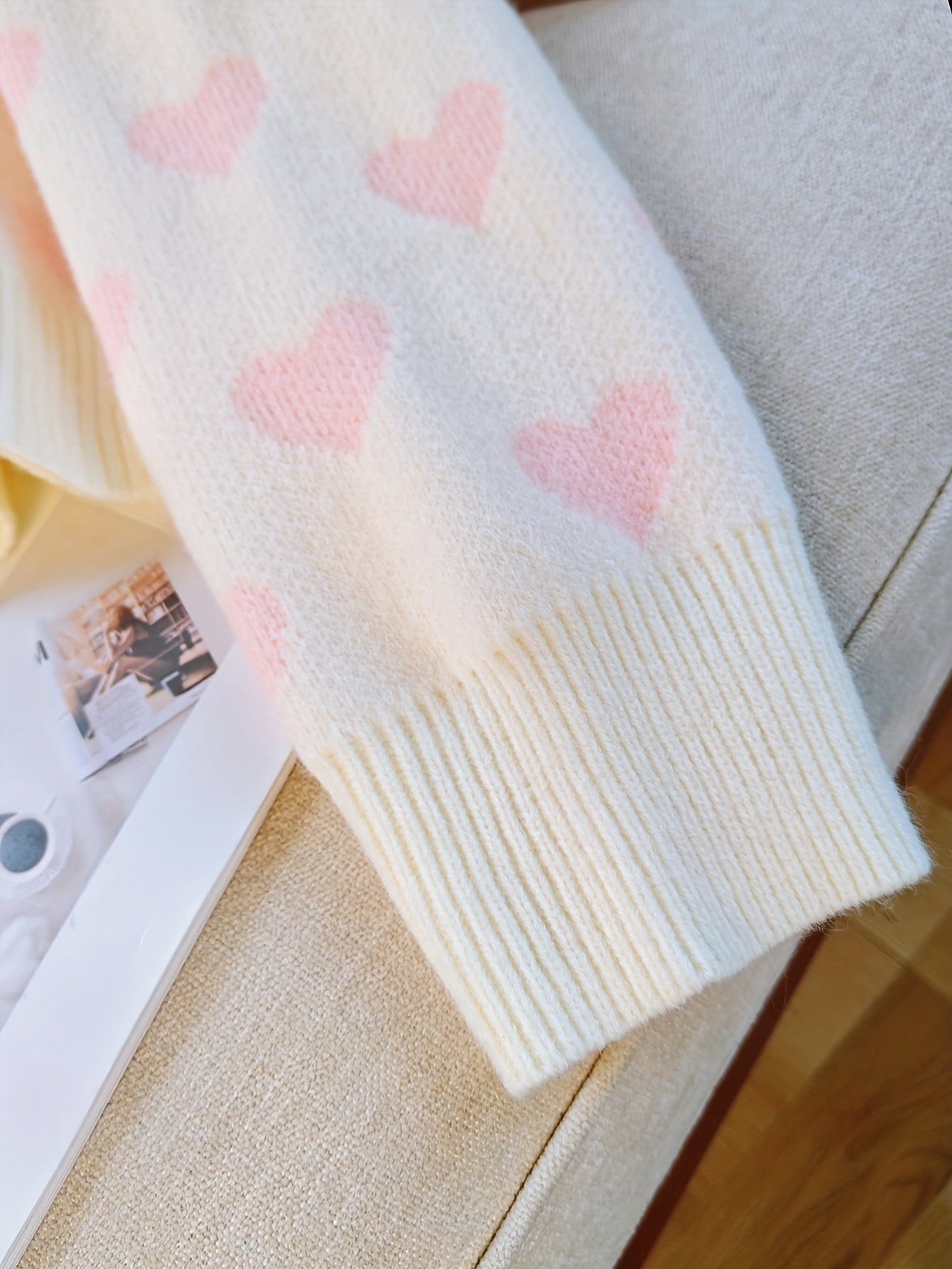 Soft Heart Knit Mid-Length Sweater
