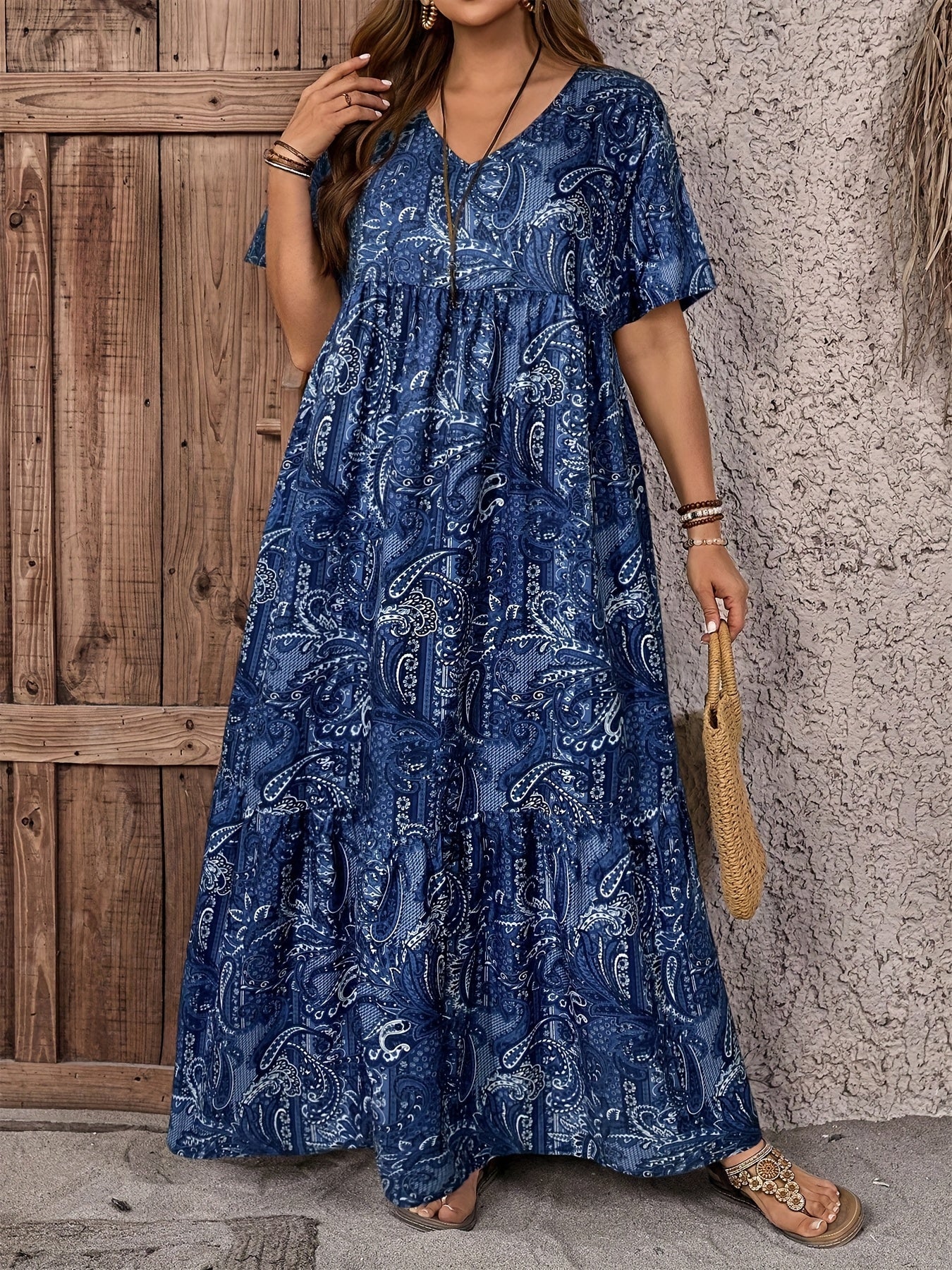 Asymmetrical Floral V-Neck Dress