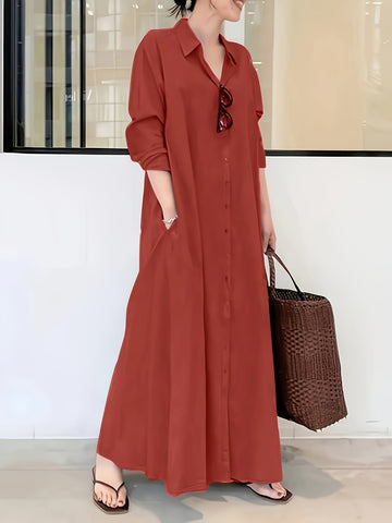 Elegant Solid Minimalist Shirt Dress