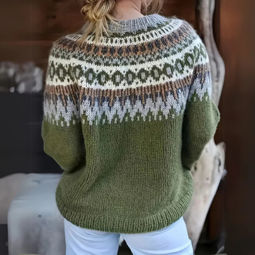 Winter Pattern Wool Blend Sweater