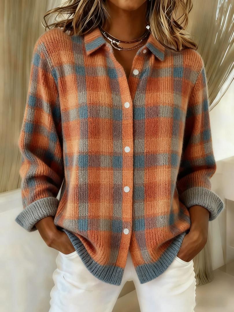 Warm Gradient Check Blouse