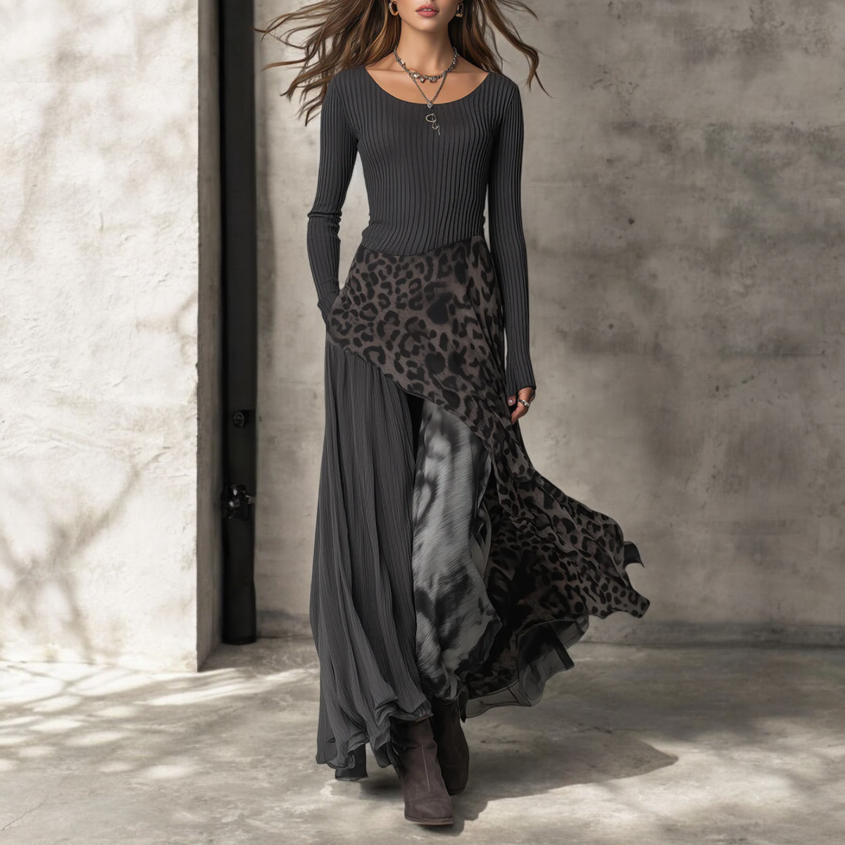 Nkem | Leopard Print Maxi Dress