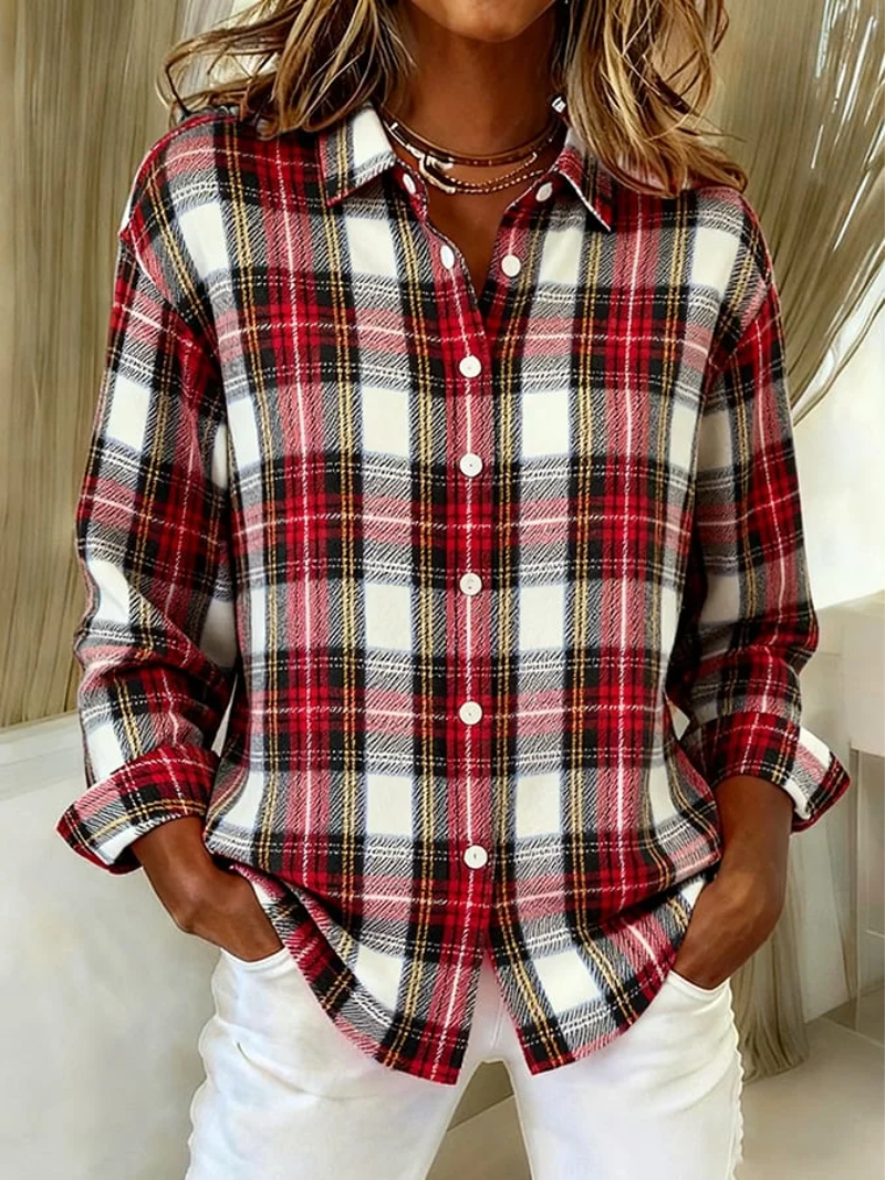 Red Classic Checked Blouse